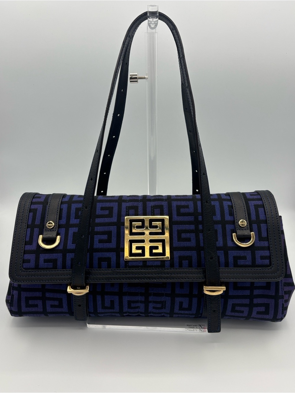 Givenchy Black & Navy Shoulder Bag with Gold Hardware